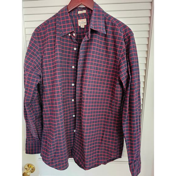 J CREW MENS LARGE SLIM AMERICAN PIMA‎ COTTON PLAID BUTTON DOWN SHIRT - Picture 1 of 2